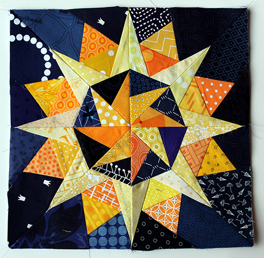 Cactus Compass block designed by Mary Pfeiler of Quilting on the Square