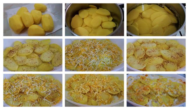 Preparación de las patatas gratinadas light