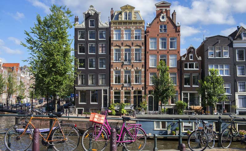 Amsterdam Canal View with Bicycles