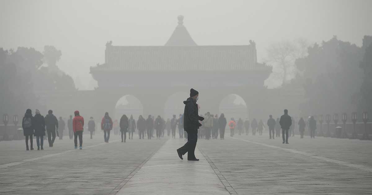 Smoky Fog at Temple of Heaven Park in Beijing