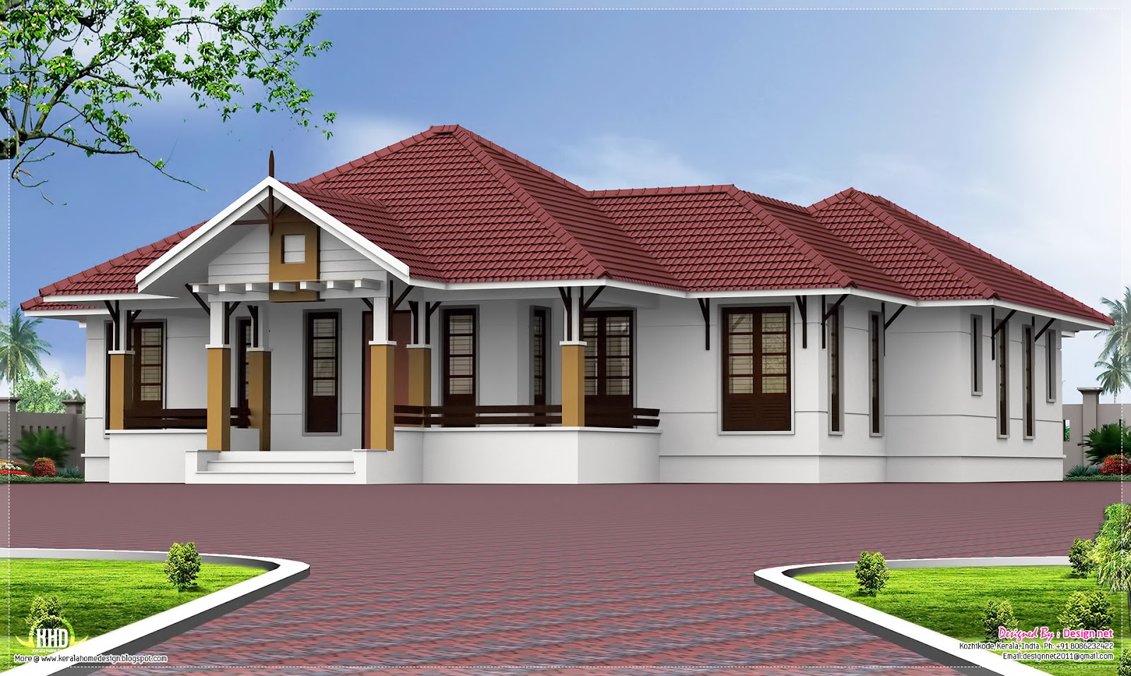  Single  floor  4  bedroom  home  with courtyard Kerala home  