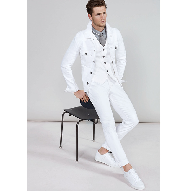 JOOP! JEANS Morris Schal Dunkelblau - Breiter Jacquard Schal Mit Fransen (200x80cm)