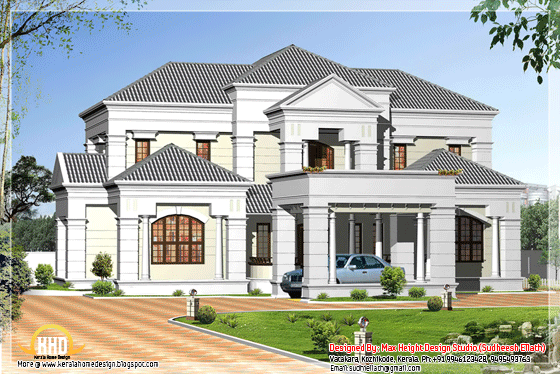 3476 Square feet 4BHK slanting roof kerala house design - May 2012