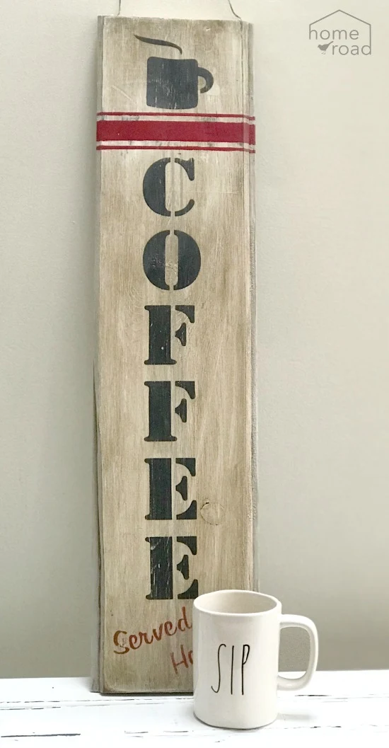 Rustic and Distressed Vertical Coffee Sign