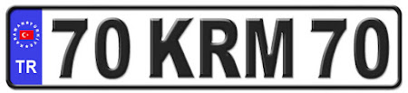 Karaman il isminin kısaltma harflerinden oluşan 70 KRM 70 kodlu Karaman plaka örneği