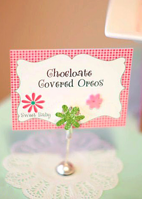 food labels for baby shower, baby shower food decor, oreos, food labels