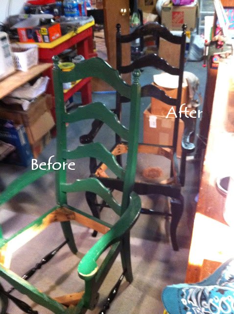 Dishfunctional Designs Vintage Dining Room Set Makeover Paint It Black Diy The First Thing I Did Was Remove Seats From Chairs And Painted Black Used Satin Rust Oleum Paint A Can Classic