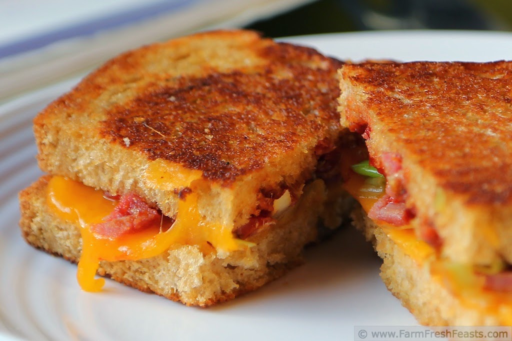 Farm Fresh Feasts Grilled Cheese with Country Ham, Leeks, and Tomato Jam