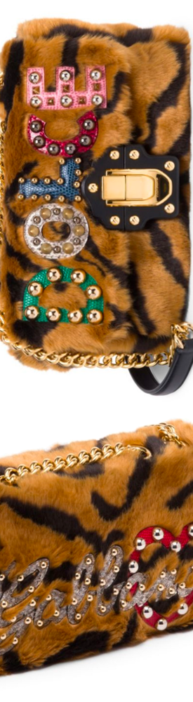 Dolce & Gabbana Convertible Faux-Fur Logo Shoulder Bag