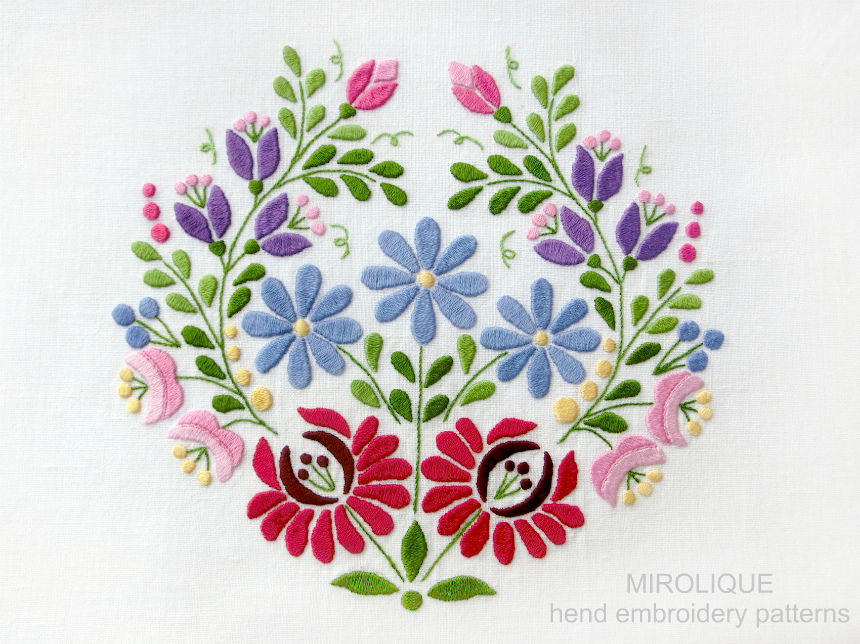 Hand Embroidery Pattern Hungarian Kalocsa flowers - Studio Mirolique