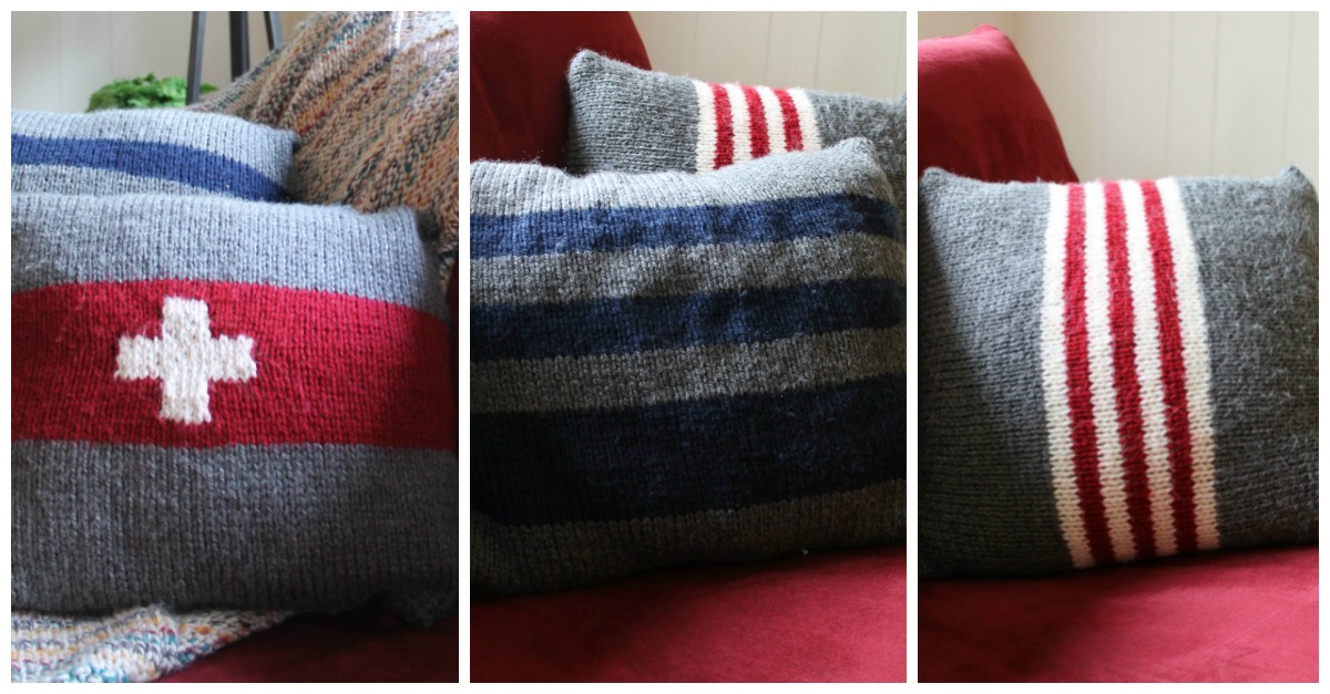 Vintage Camp Blanket Inspired Pillows 3 Simple Knitting Patterns