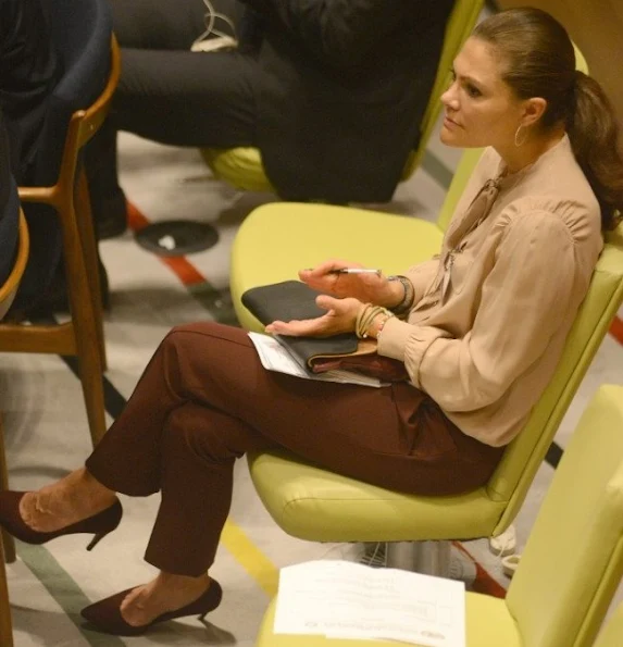 Crown Princess Victoria wore By Malene Birger Aurelisa Trousers, & Other Stories Scuba Leather Clutch, RIZZO Azelia Suede Pumps