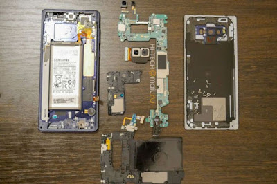 Disassembled, the Galaxy Note 9 is found to be very different from the Note 8