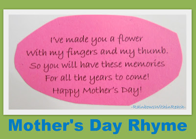 photo of: Mother's Day rhyme for handprint, Mother's Day poem for children