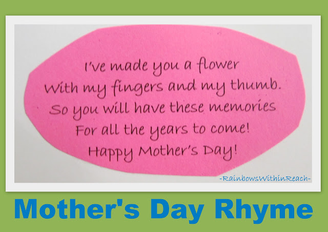 Mother's Day rhyme for handprint, Mother's Day poem for children