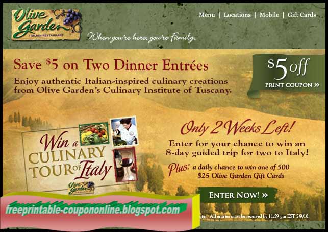 Printable Coupons 2018 Olive Garden Coupons