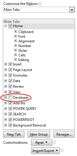 how to add developer tab in excel 2013 how to add developer tab in excel 2013