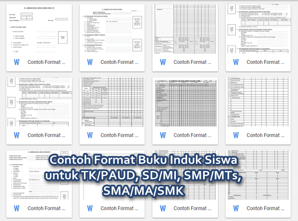 Contoh Format Buku Induk Siswa untuk TK/PAUD, SD/MI, SMP/MTs, SMA/MA/SMK