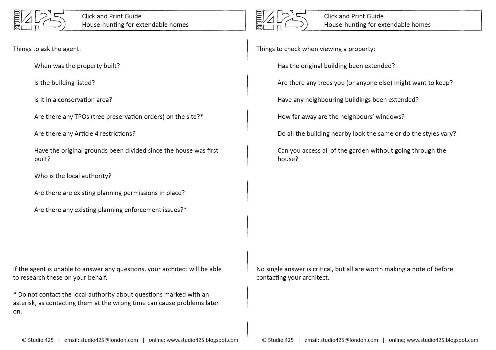 Extensions and House Hunting, Things to Know Before You Buy Studio 425