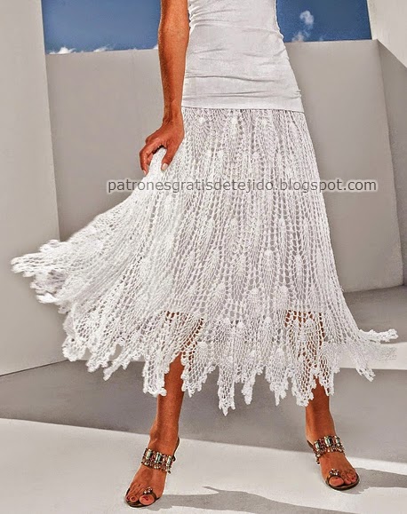 Hermosa falda tejida al crochet con patrones