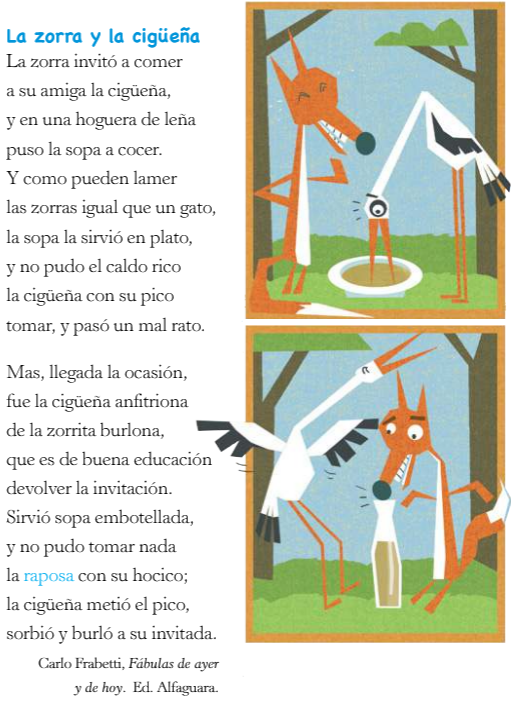 Las TIC en Primaria FÁBULAS EN VERSO LA ZORRA Y LA CIGÜEÑA