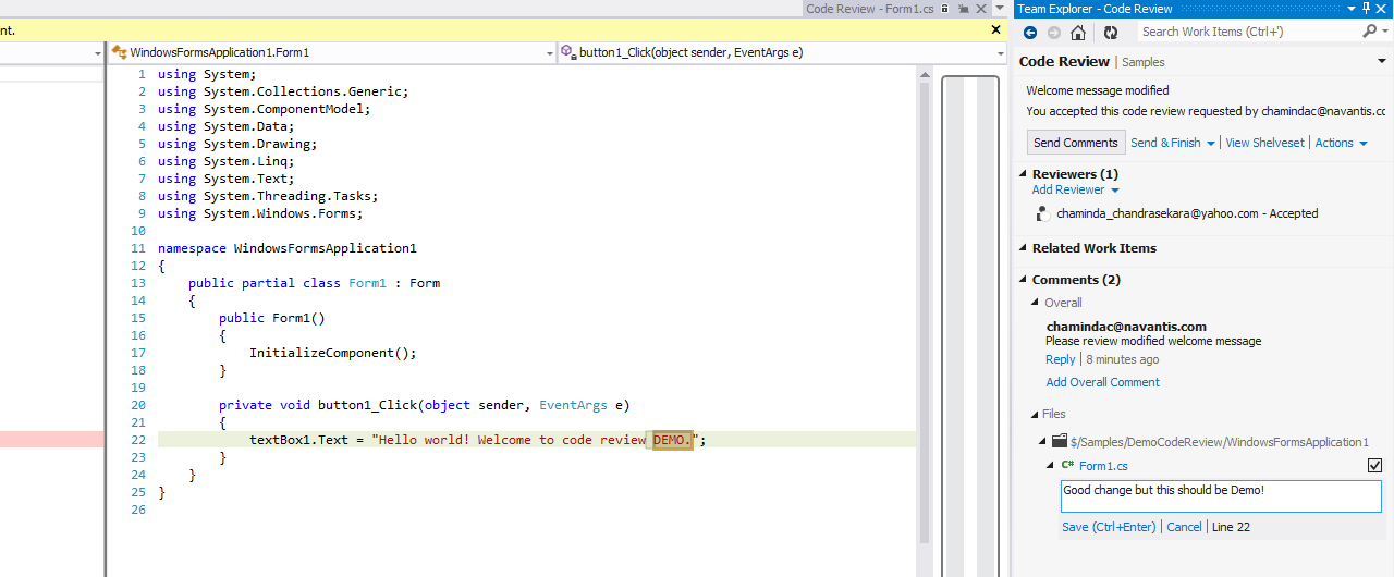 Chaminda's DevOps Journey with MSFT Code Review with TFS 2012 and VS 2012