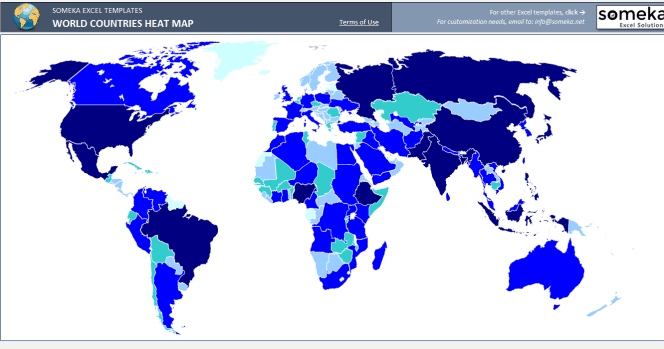 Geographical Heat Map Excel Send You World Heat Map Generator For Excel : Data Analysis & Reports