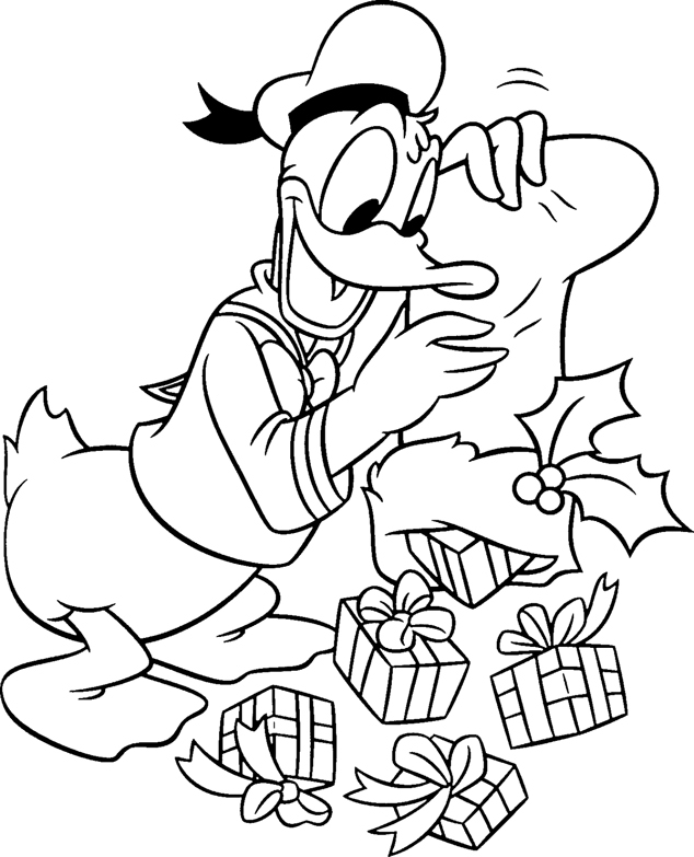 Disney Christmas Coloring: coloring Donald gifts ~ Child Coloring