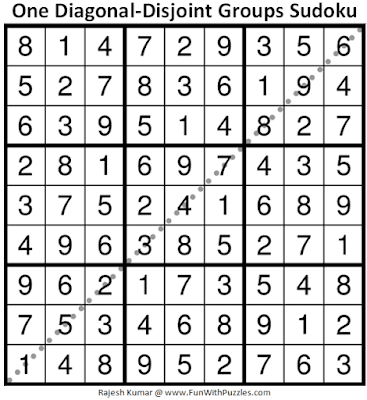Answer of One Diagonal-Disjoint Groups Sudoku Puzzle (Fun With Sudoku #358)