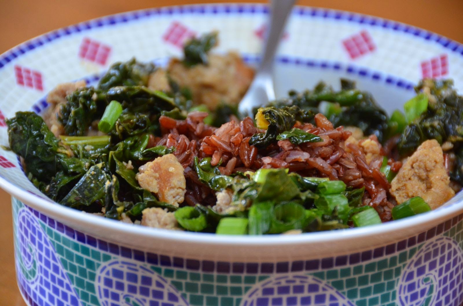 Sausage and Kale with Brown Rice | Cheesy Pennies