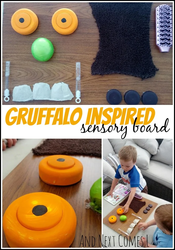 A Gruffalo inspired sensory board for kids - find out how I made it for $5 from And Next Comes L