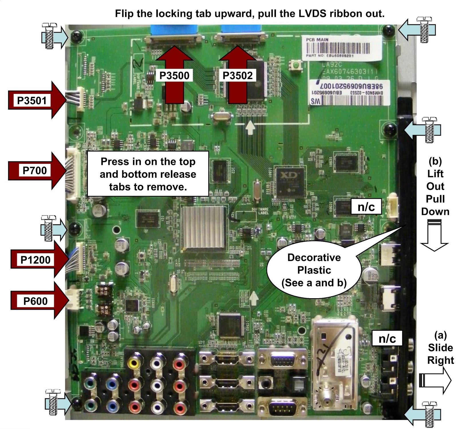 Electro help: LG 42LH90 LED LCD TV - HOW TO REMOVE THE MAIN BOARD AND