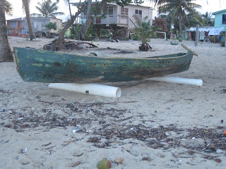 Belizean sailing dugout canoe