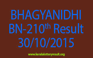 BHAGYANIDHI BN 210 Lottery Result 30-10-2015