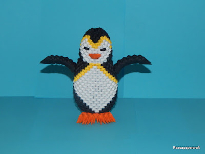 3D Origami Penguin made from 3d origami pieces
