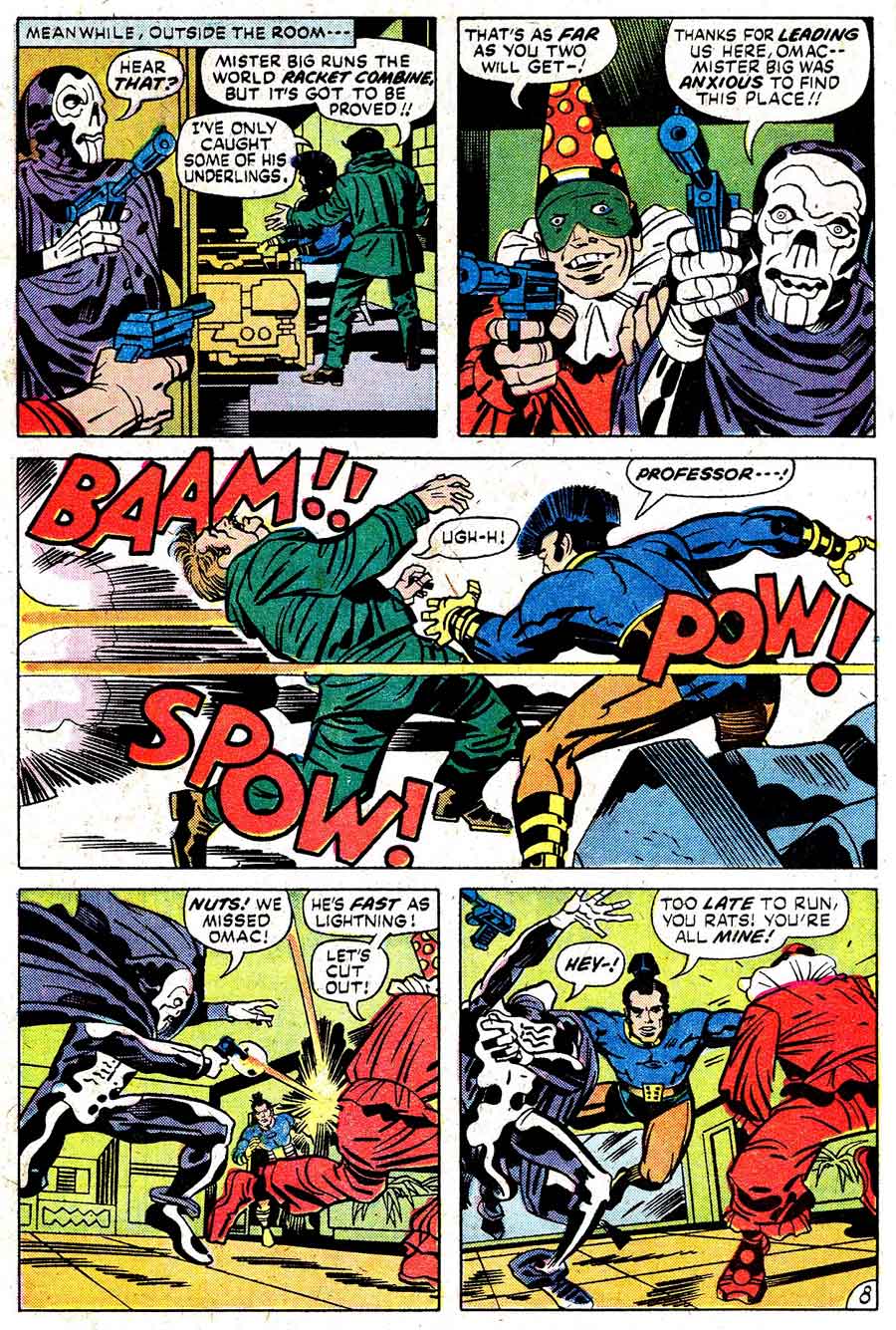 Omac v1 #2 dc bronze age comic book page art by Jack Kirby