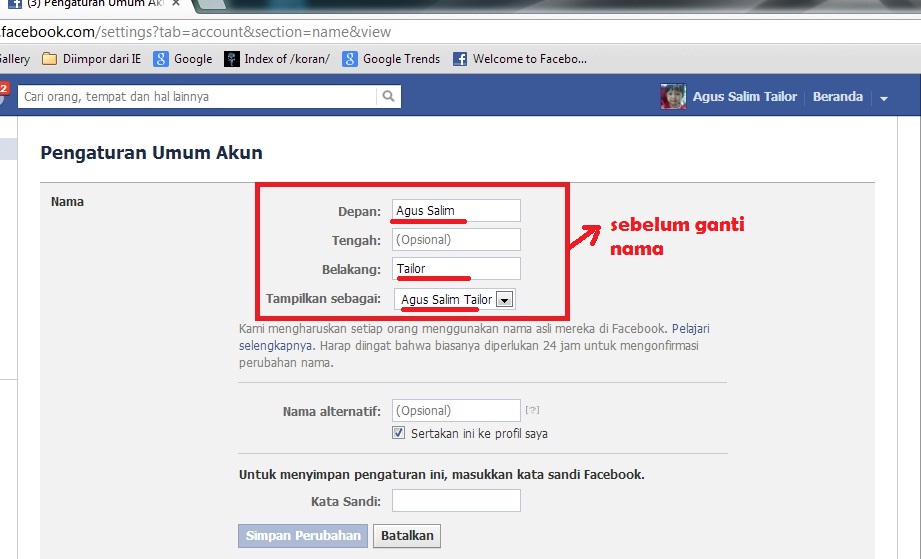 GRATIS CARA MENGGANTI NAMA FB SEPUASNYA