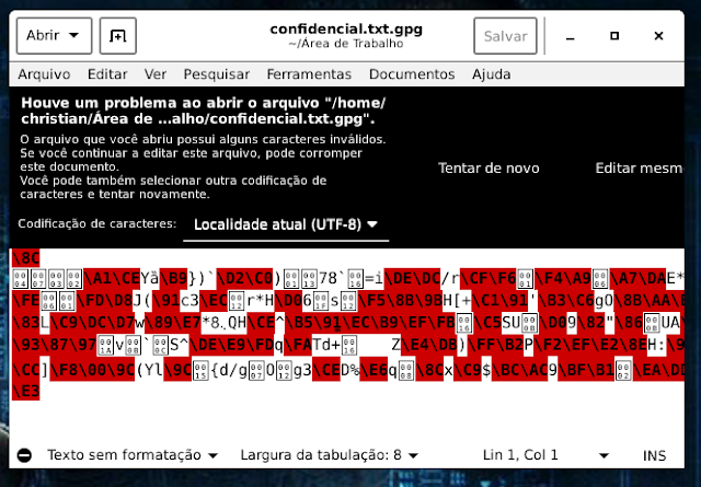 Arquivo criptografado Criptografando um arquivo no Linux