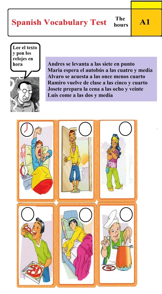Spanish Test Spanish Vocabulary Test The Hours A1