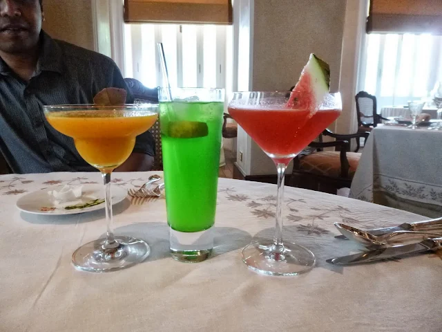 Fruity cocktails at Falaknuma Palace in Hyderabad India