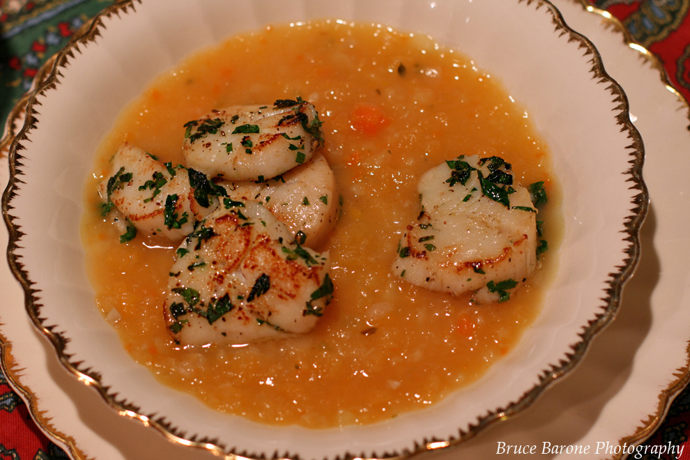 Bruce's Kitchen Rutabaga Soup with HerbCrusted Scallops