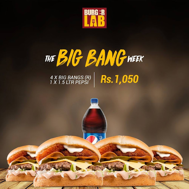 Burger Lab 4 Big Bang Burgers With 1.5 Ltr Pepsi Valid This Week Only