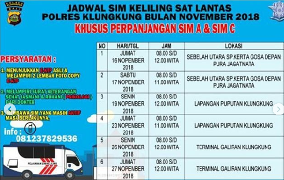 Jadwal Sim Keliling Klungkung November 2018 Sim Keliling