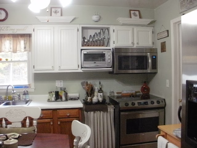 Wide angle of upper cabinets in the kitchen Upper cabinets, wide angle