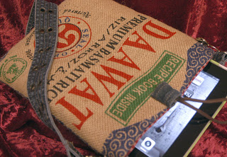 iPad bag made from burlap rice sack