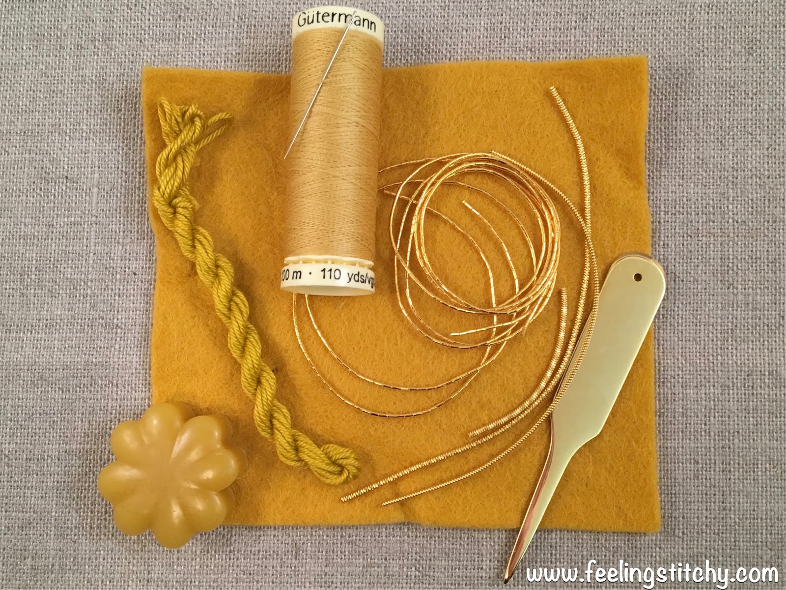 Goldwork Daisy Part 1 by Michelle for Feeling Stitchy