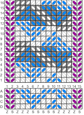 A pattern for tablet weaving based on the cutie-mark of Hasbro's Rarity