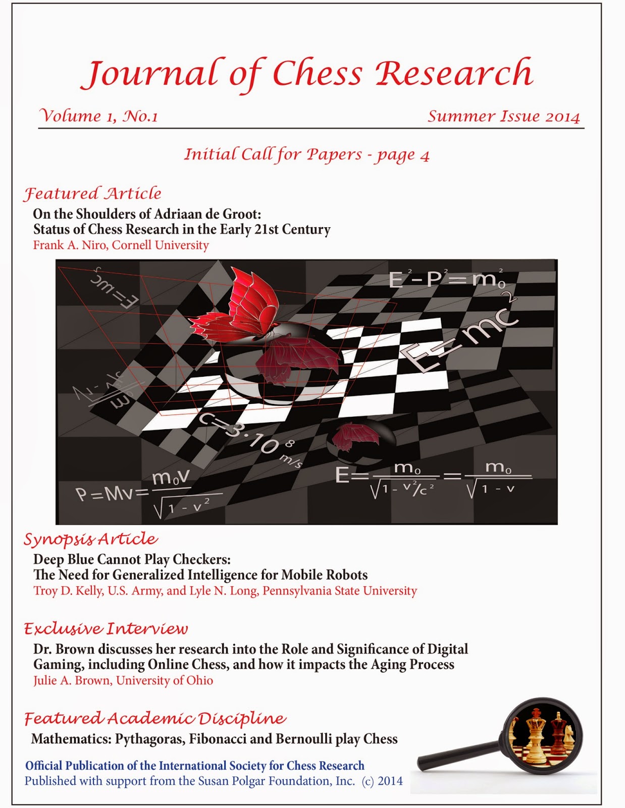 This Week's Chess Safari "Journal of Chess Research" launches this fall