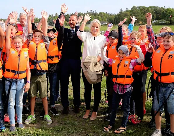 Prince Haakon and Princess Mette-Marit attend the celebrations relating to the 350th anniversary of establishment of Kragerø city. Mette-Marit wore Prada dress