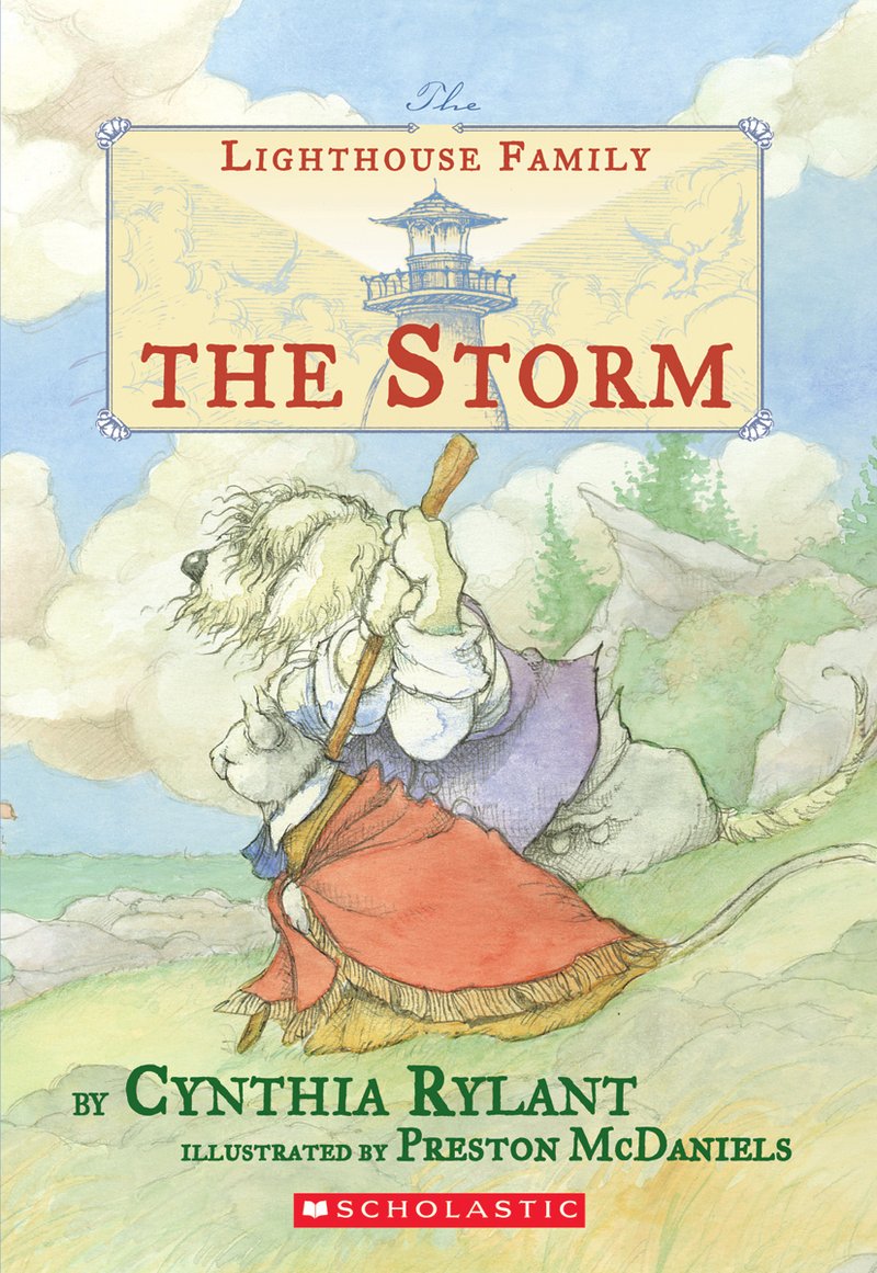 Momo celebrating time to read Lighthouse family series by Cynthia Rylant illustrated by Preston